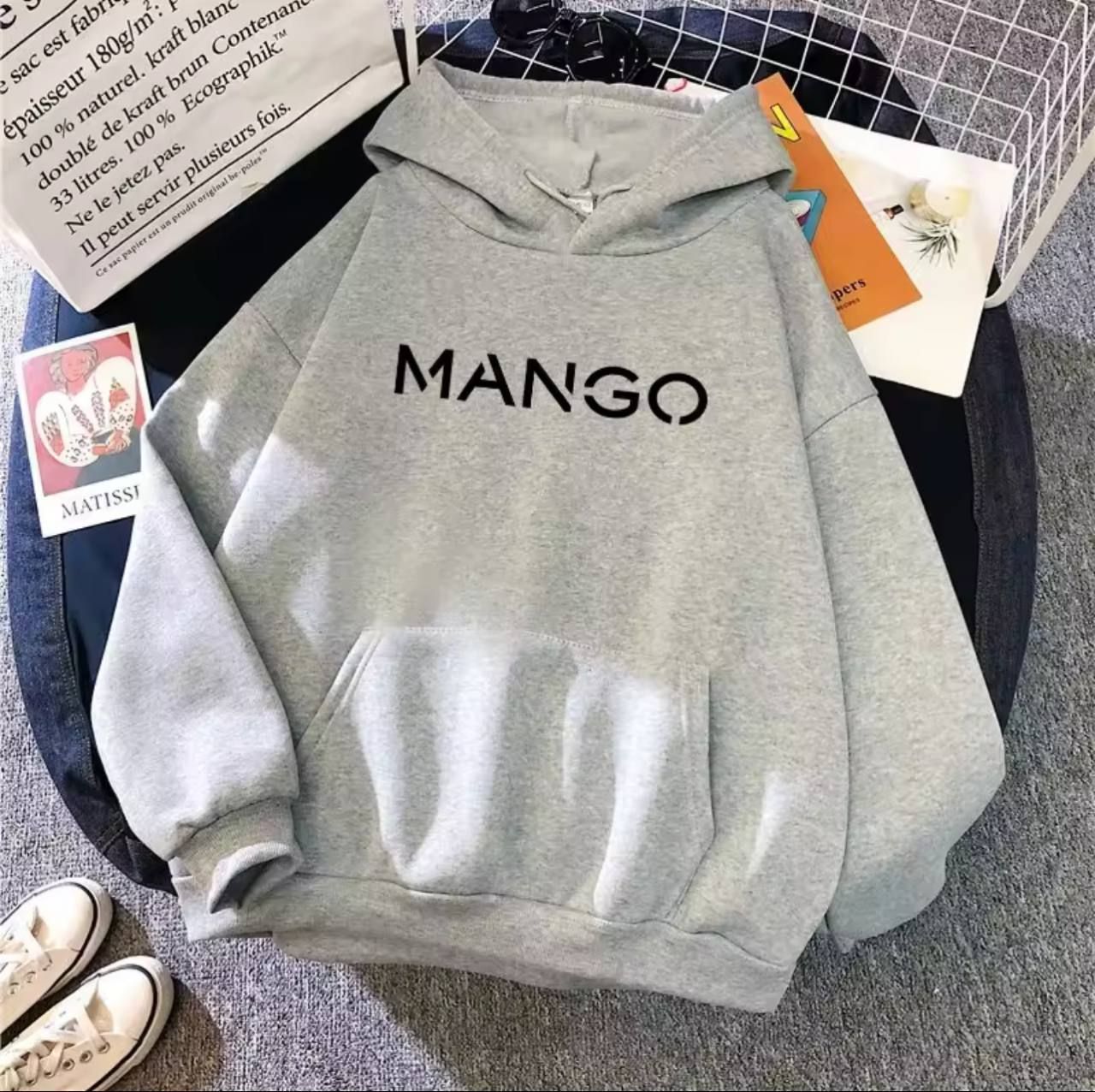 هودی یونیسکس طرح MANGO با آستر کرکی و قواره آزاد مزون